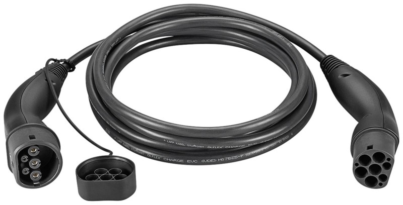 Зарядний кабель Type 2-Type 2, 32А 1-фазний 5м, чорний, зображення № 2