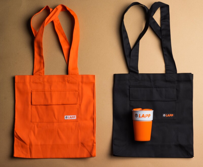 Тканевая сумка с карманом, оранжевая, изображение № 3