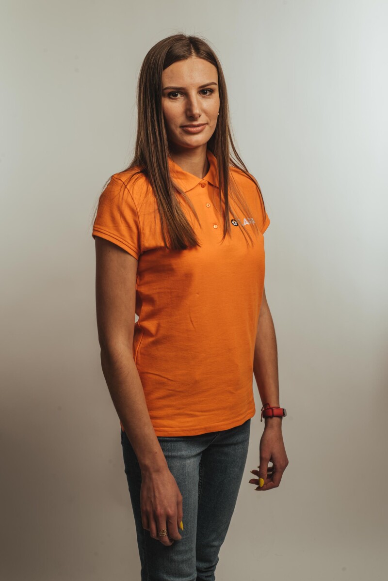 Поло женское, оранжевое, размер XL, изображение №