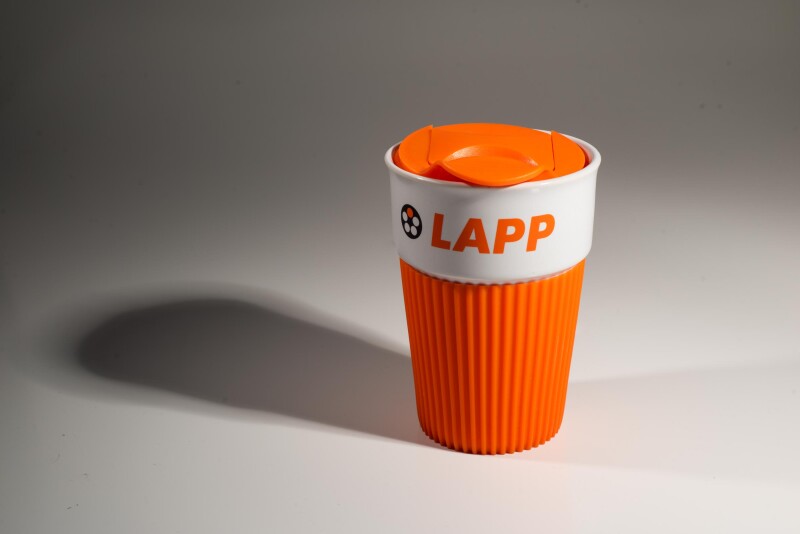 Керамическая чашка с силиконовой вставкой, оранжевая, изображение № 6