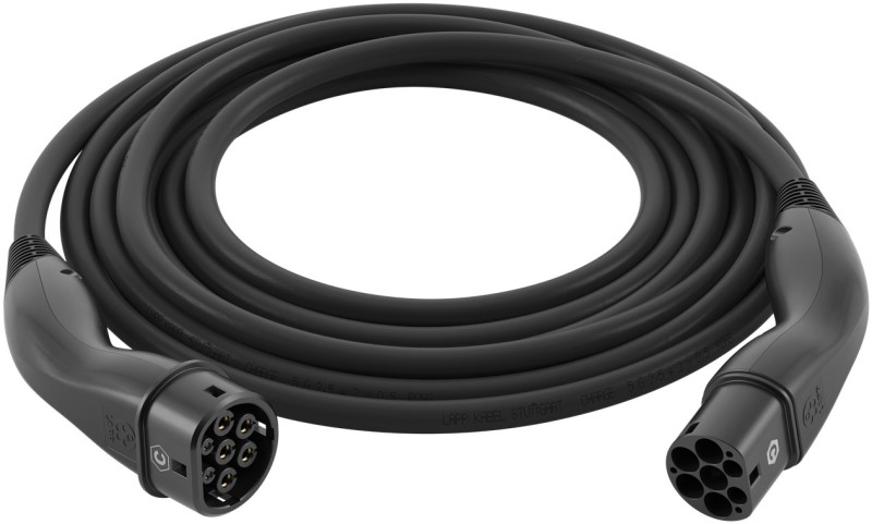 Зарядний кабель Type 2-Type 2, 20А 3-фазний 5м, чорний, зображення № 2