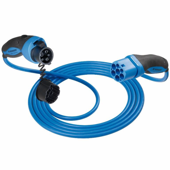 Зарядний кабель Type 2-Type 1, 32A 1-фазний 4м, синій, зображення №