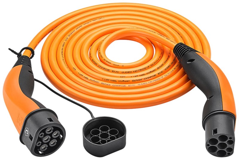 Зарядний кабель Helix Type 2-Type 2, 20A 3-фазний 5м, помаранчевий, зображення № 3