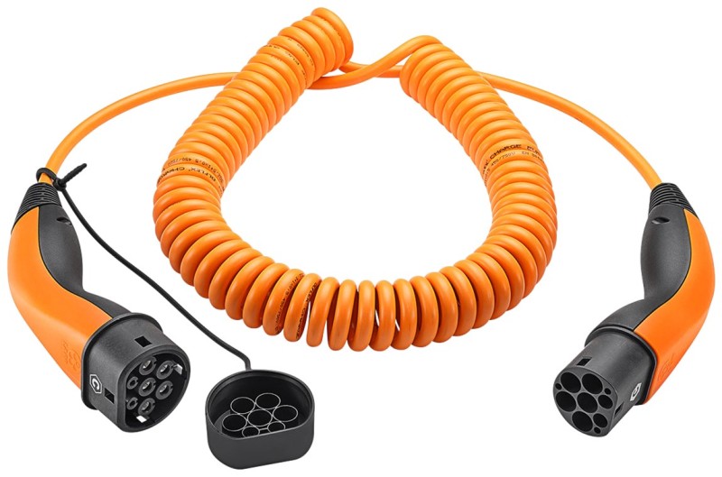Зарядний кабель Spiral Type 2-Type 2, 20A 3-фазний 5м, помаранчевий, зображення № 2
