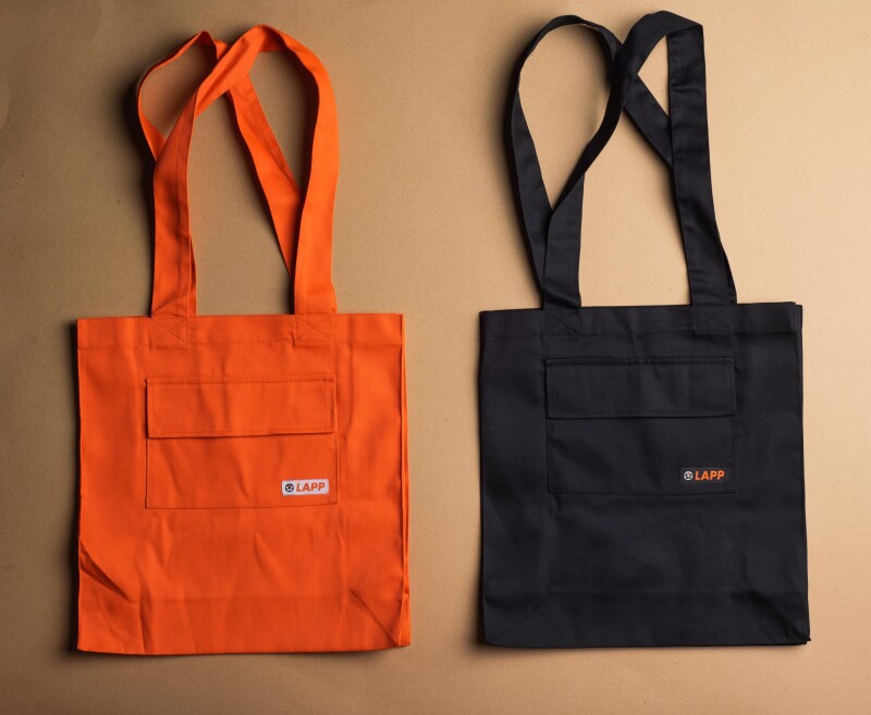 Тканинна  сумка з карманом, помаранчева, зображення № 2